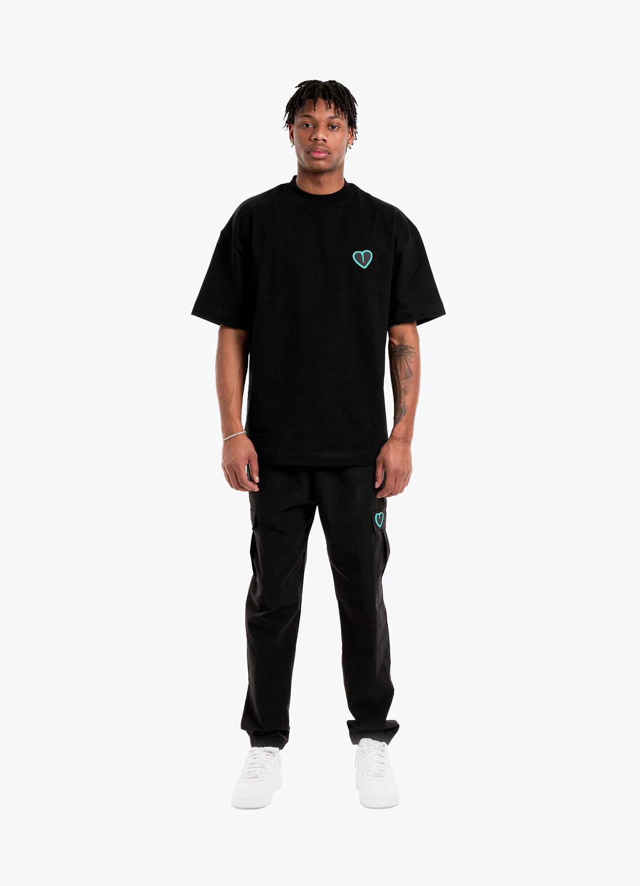 BASIC TEE BLACK/TURQUOISE