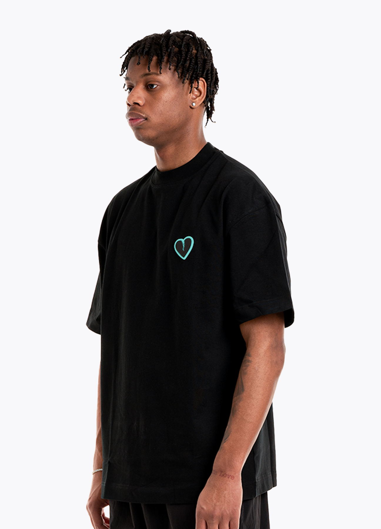 BASIC TEE BLACK/TURQUOISE