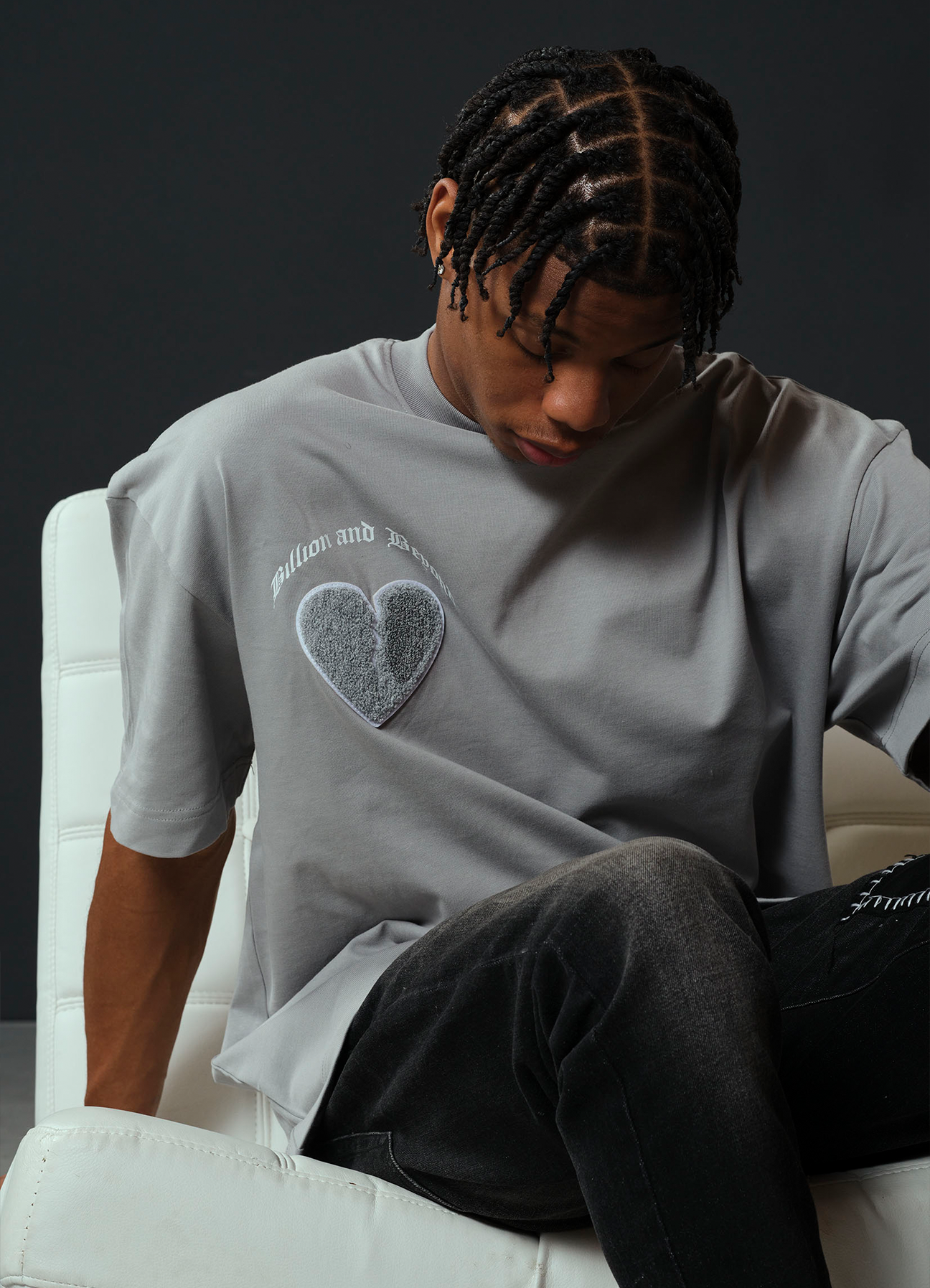 CRACK HEART TEE GRAY