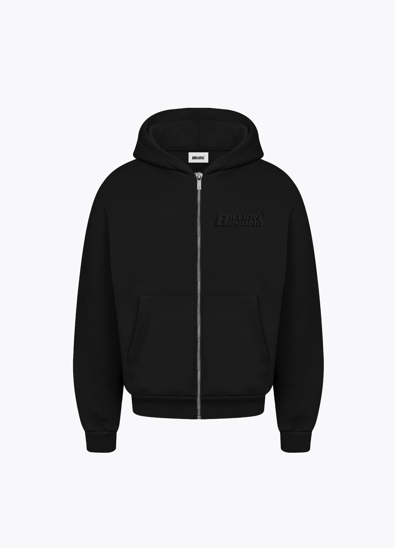 GEPRÄGTES FRONTZIP SCHWARZ